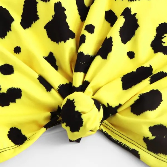 Leopard Tankini Set Knot Front Short Sleeve - Picture 5 of 6